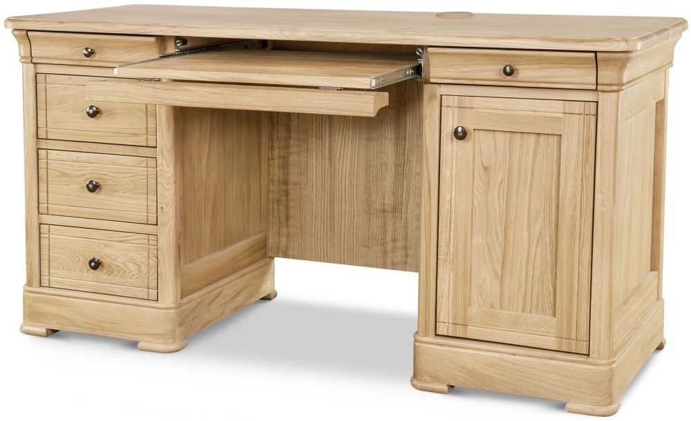 Product photograph of Clemence Richard Moreno Oak Double Pedestal Desk from Choice Furniture Superstore.
