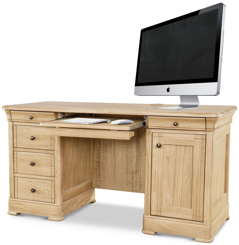 Product photograph of Clemence Richard Moreno Oak Double Pedestal Desk from Choice Furniture Superstore.