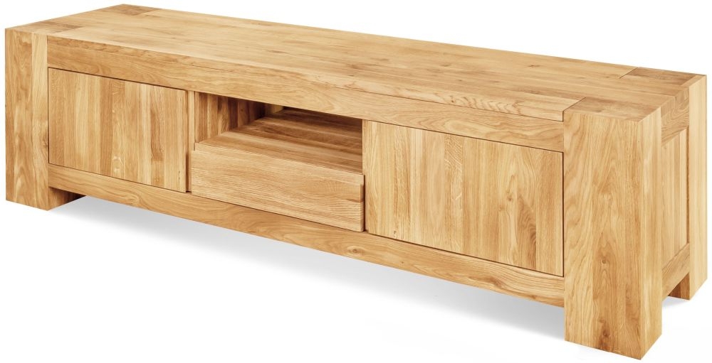 Product photograph of Clemence Richard Massive Oak Medium Tv Unit from Choice Furniture Superstore.