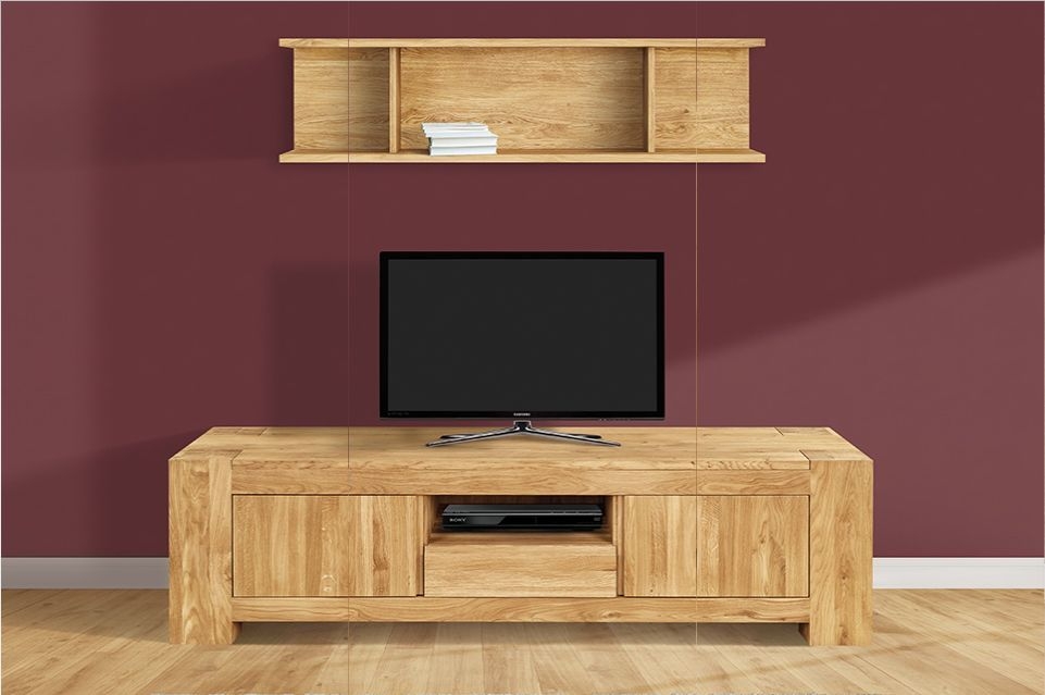 Product photograph of Clemence Richard Massive Oak Medium Tv Unit from Choice Furniture Superstore.