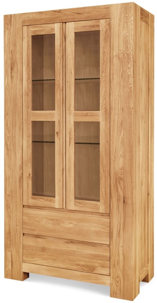 Product photograph of Clemence Richard Massive Oak Tall Wide Display Cabinet from Choice Furniture Superstore.