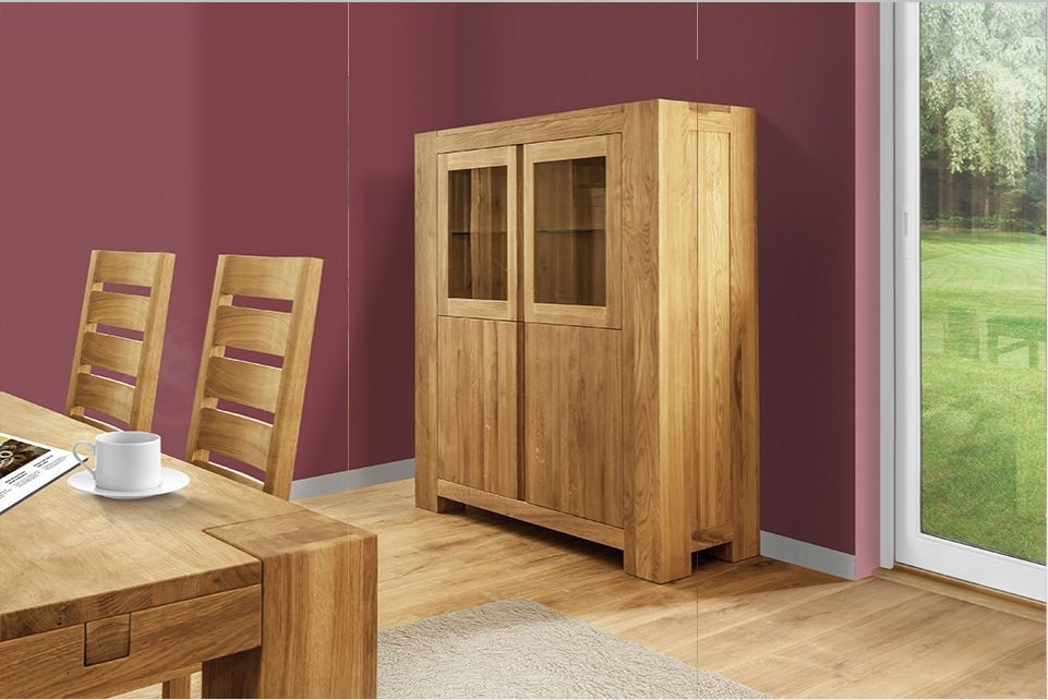 Product photograph of Clemence Richard Massive Oak Display Cabinet from Choice Furniture Superstore.