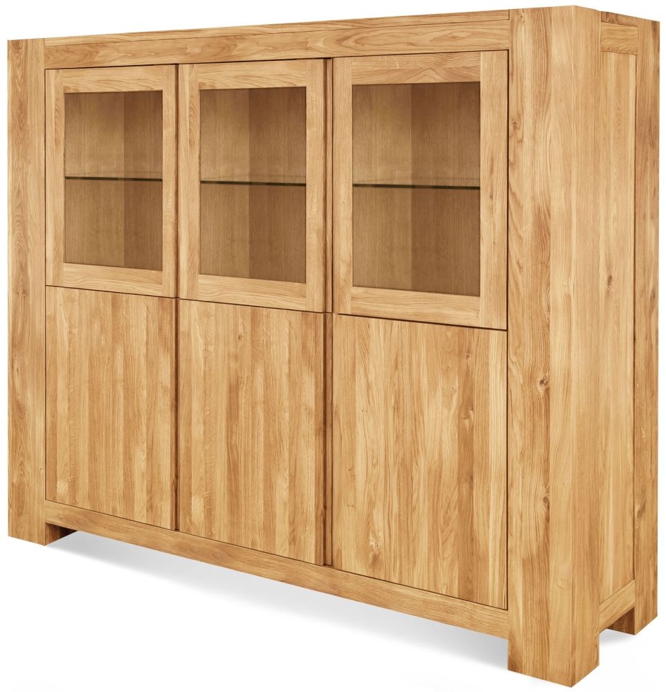 Product photograph of Clemence Richard Massive Oak Wide Display Cabinet from Choice Furniture Superstore.
