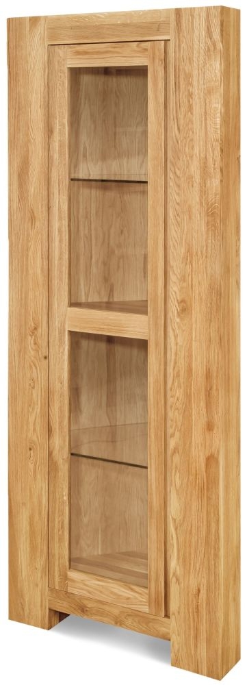 Product photograph of Clemence Richard Massive Oak Tall Corner Display Cabinet from Choice Furniture Superstore.