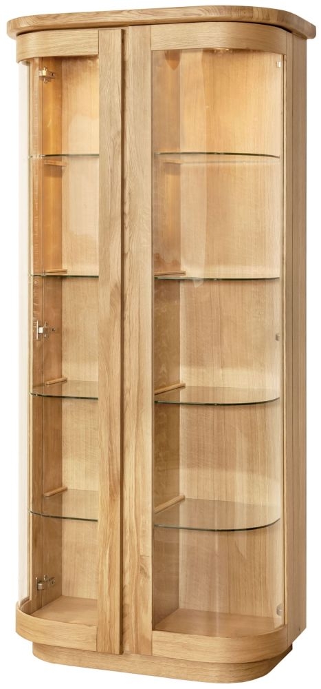Product photograph of Clemence Richard Sorento Oak 2 Glass Door High Display Cabinet from Choice Furniture Superstore.