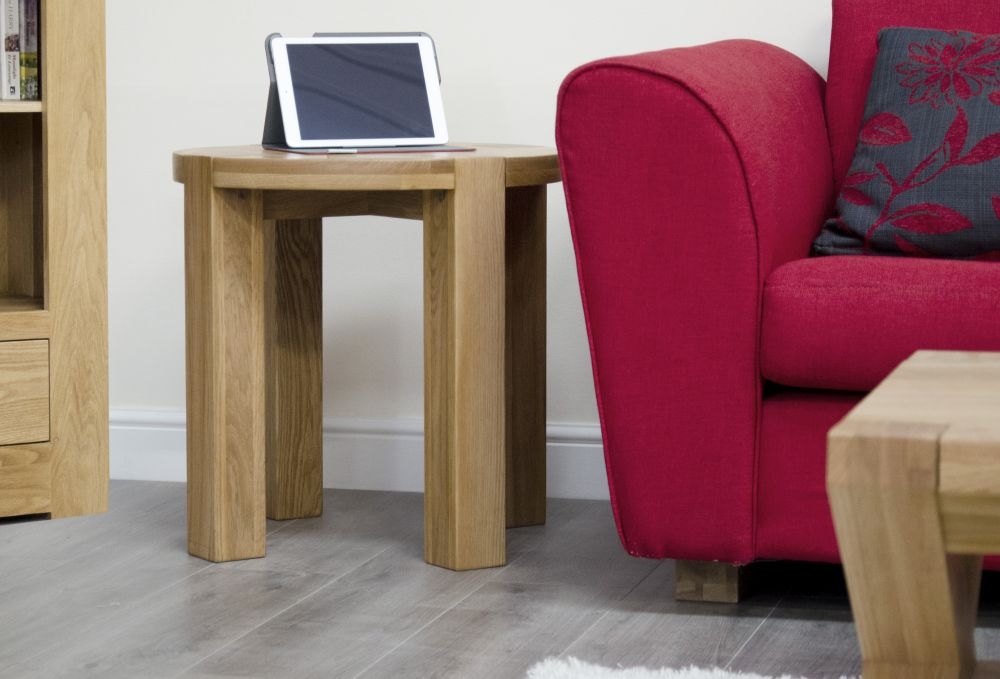 Product photograph of Homestyle Gb Trend Oak Round Lamp Table from Choice Furniture Superstore.