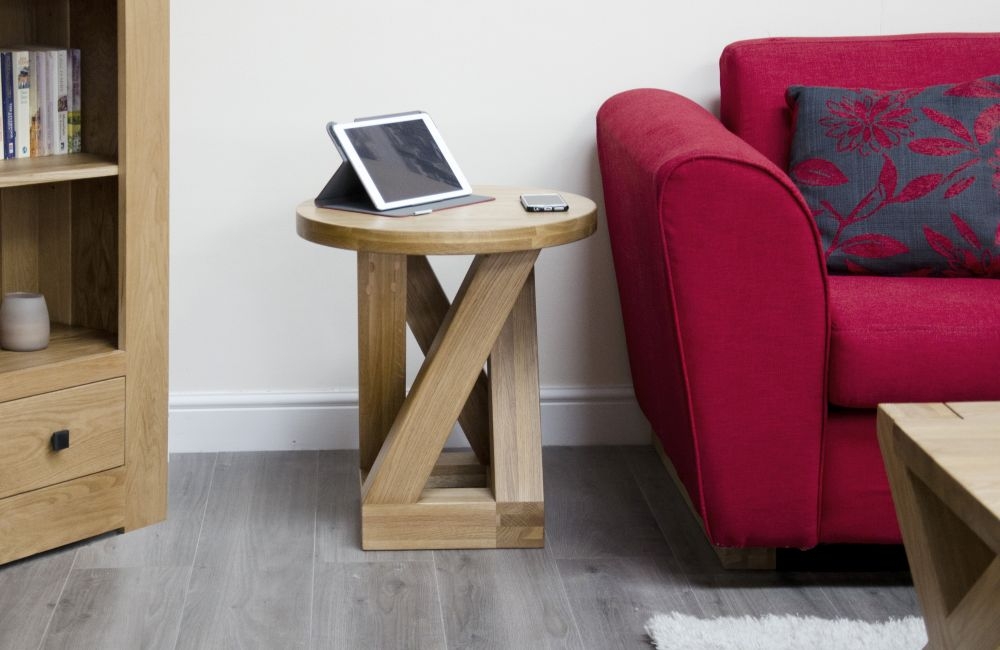 Homestyle GB Z Designer Oak Round Lamp Table
