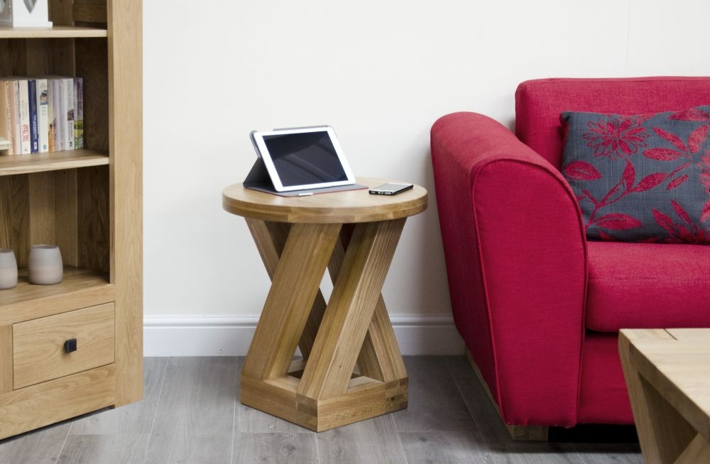 Product photograph of Homestyle Gb Z Designer Oak Round Lamp Table from Choice Furniture Superstore.
