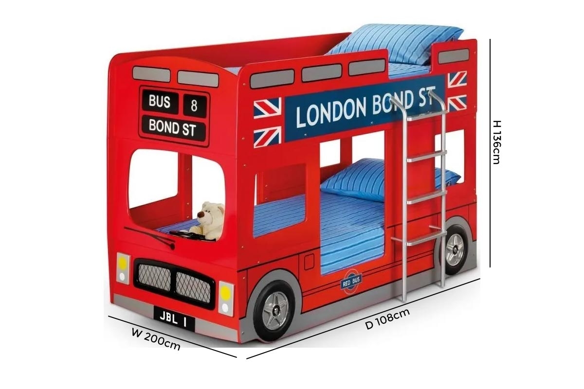 Product photograph of London Red Gloss Bus Novelty Bunk Bed from Choice Furniture Superstore.