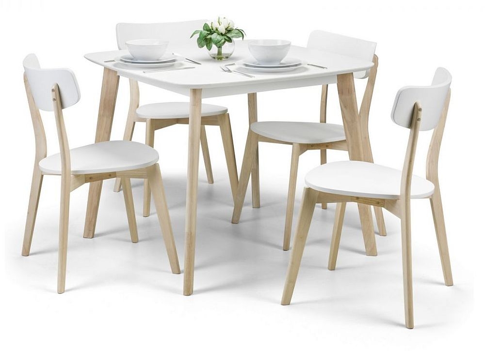 Product photograph of Casa White And Oak Square Dining Table - 4 Seater from Choice Furniture Superstore.