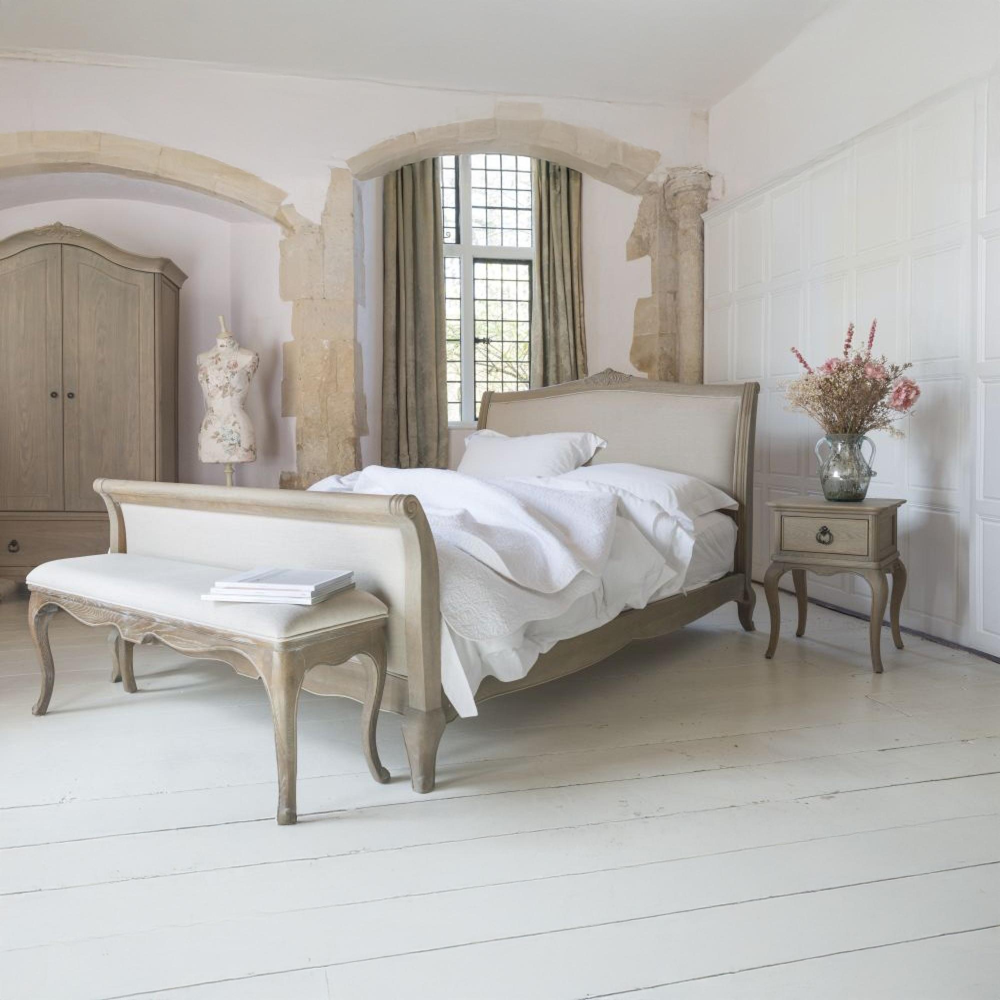 Product photograph of Willis And Gambier Camille Grey Oak Padded Bedroom Bench from Choice Furniture Superstore.