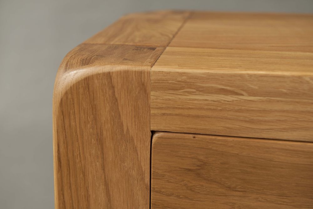 Product photograph of Curve Oak 80cm Small 2 Door Sideboard from Choice Furniture Superstore.