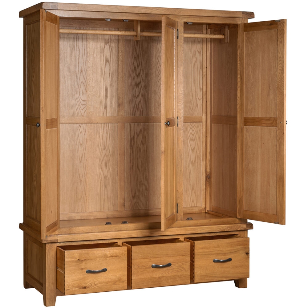 Product photograph of Somer Oak 3 Door Triple Wardrobe from Choice Furniture Superstore.