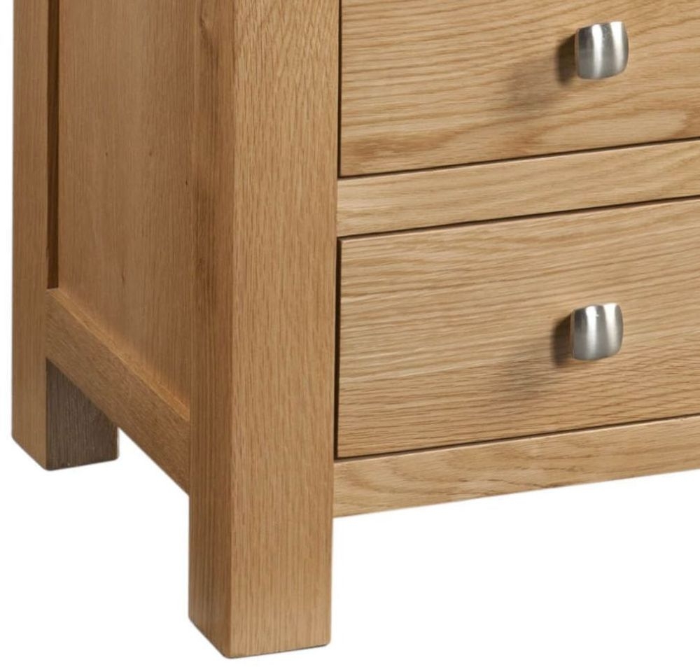 Product photograph of Appleby Oak 3 Drawer Bedside Cabinet from Choice Furniture Superstore.