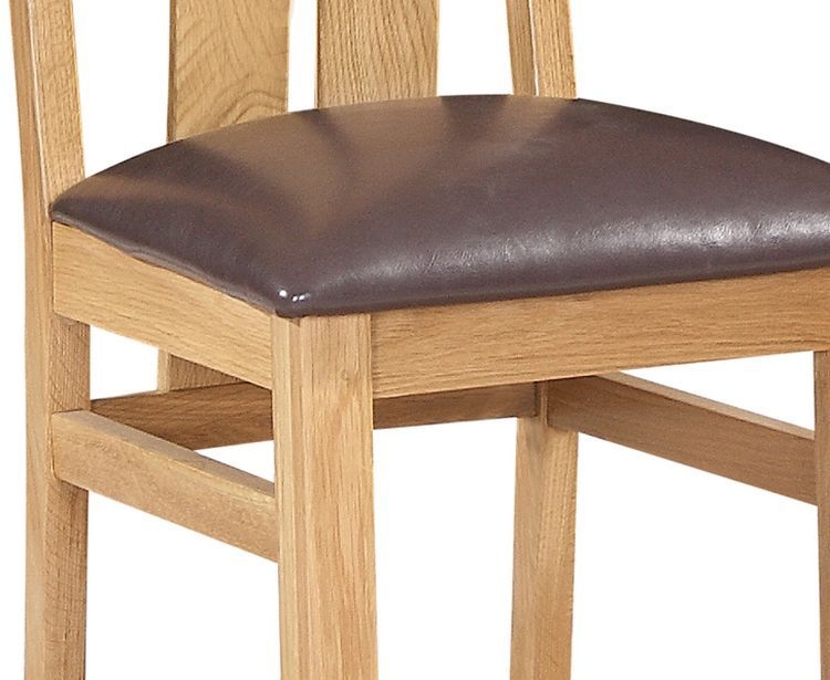 Product photograph of Appleby Oak Arizona Dining Chair With Brown Faux Leather Seat Pad Sold In Pairs from Choice Furniture Superstore.