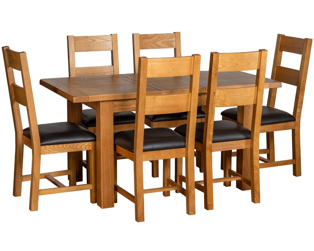 Product photograph of Oakland Oak 4-6 Seater 1 Leaf Extending Dining Table from Choice Furniture Superstore.
