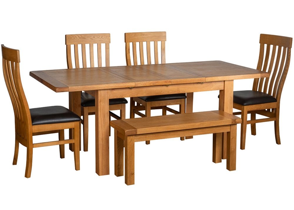 Product photograph of Oakland Oak 6-8 Seater 2 Leaf Extending Dining Table from Choice Furniture Superstore.