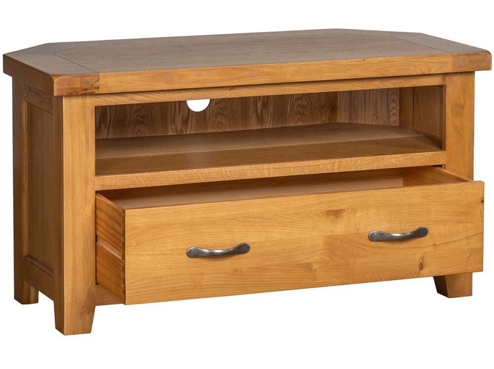 Product photograph of Oakland Oak Corner Tv Unit from Choice Furniture Superstore.