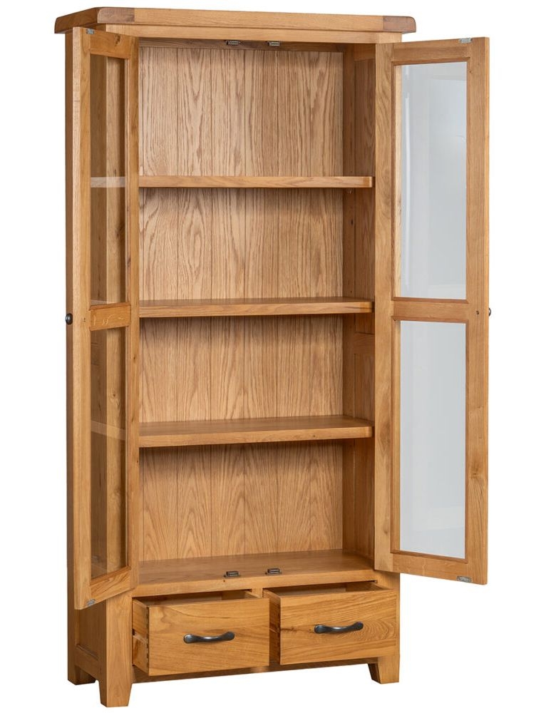Product photograph of Oakland Oak Display Cabinet from Choice Furniture Superstore.