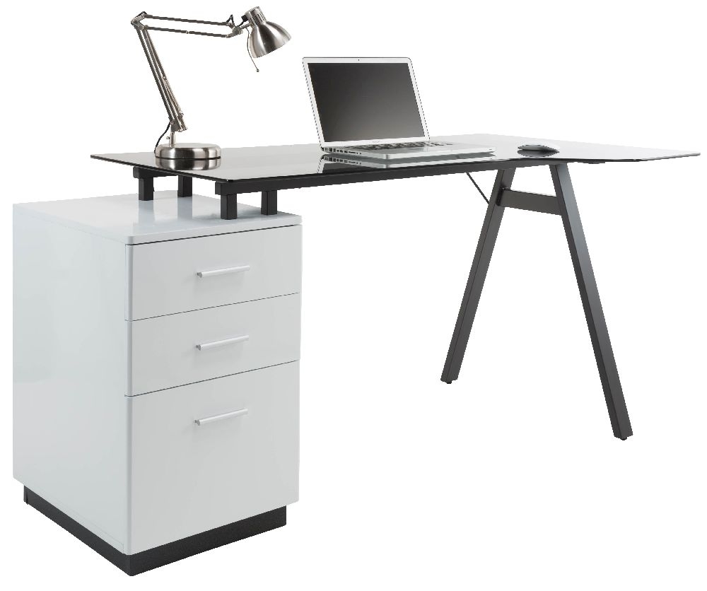 Product photograph of Alphason Cleveland Smoked Grey 4 Workstation - Glass Top - Aw23377-gy from Choice Furniture Superstore.