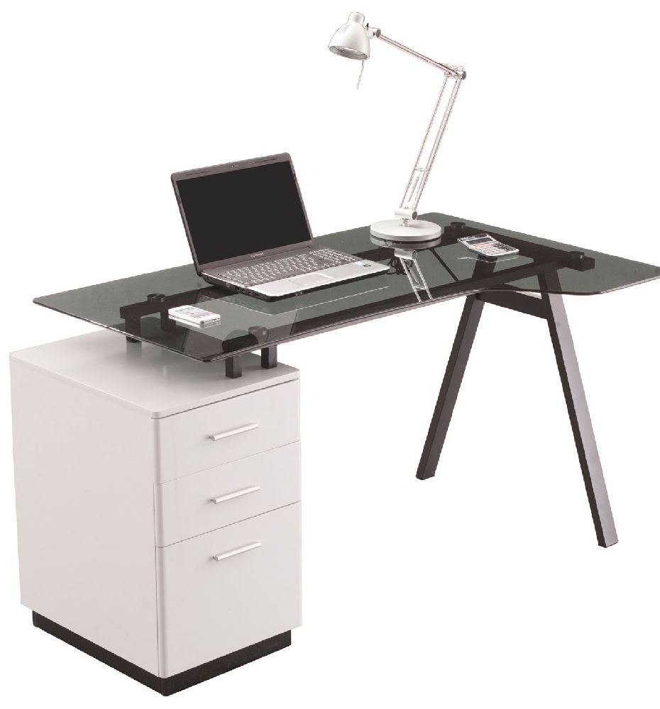 Product photograph of Alphason Cleveland Smoked Grey 4 Workstation - Glass Top - Aw23377-gy from Choice Furniture Superstore.