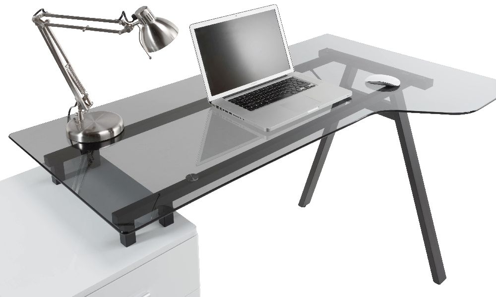 Product photograph of Alphason Cleveland Smoked Grey 4 Workstation - Glass Top - Aw23377-gy from Choice Furniture Superstore.