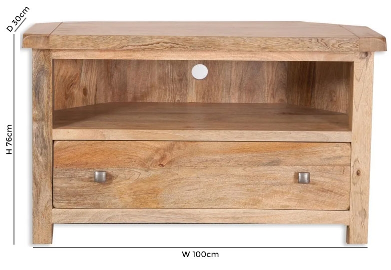 Product photograph of Bombay Mango Wood Corner Tv Cabinet from Choice Furniture Superstore.