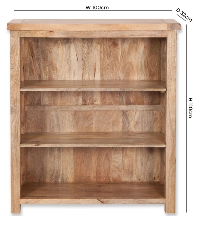 Product photograph of Bombay Solid Mango Wood Low Bookcase from Choice Furniture Superstore.