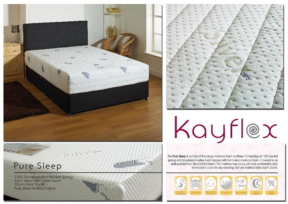 Product photograph of Pure Sleep 1200 Pocket Visco Memory Pocket Sprung Mattress from Choice Furniture Superstore.