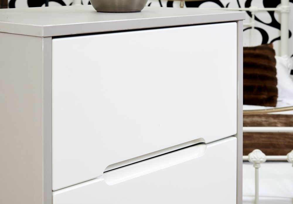 Product photograph of Monaco White And Cashmere 3 Drawer Beside Cabinet from Choice Furniture Superstore.