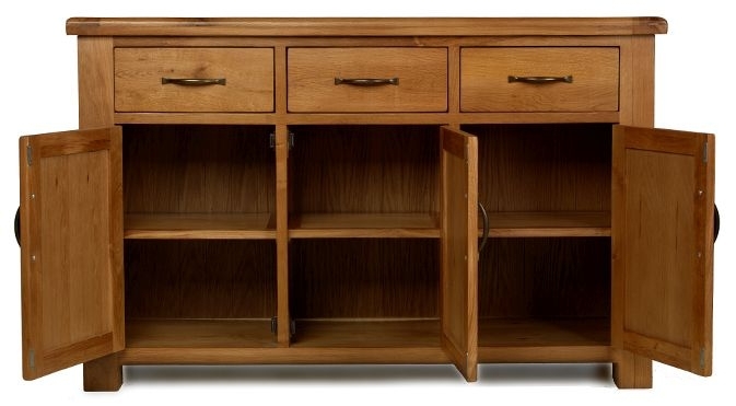 Product photograph of Arles Oak Medium Sideboard 135cm W With 3 Doors And 3 Drawers from Choice Furniture Superstore.