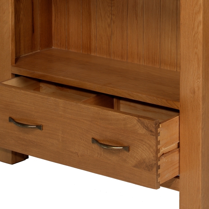 Product photograph of Arles Oak Large Bookcase 180cm H With 1 Bottom Storage Drawer from Choice Furniture Superstore.