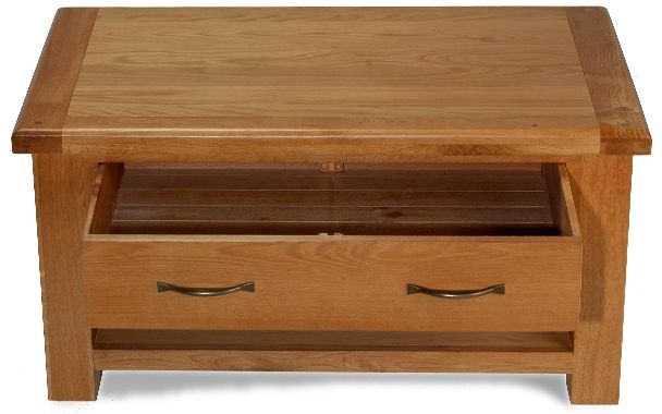 Product photograph of Arles Oak Coffee Table With 4 Drawers Storage from Choice Furniture Superstore.