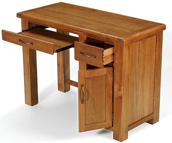 Product photograph of Arles Oak Single Pedestal Computer Desk - 1 Drawer from Choice Furniture Superstore.