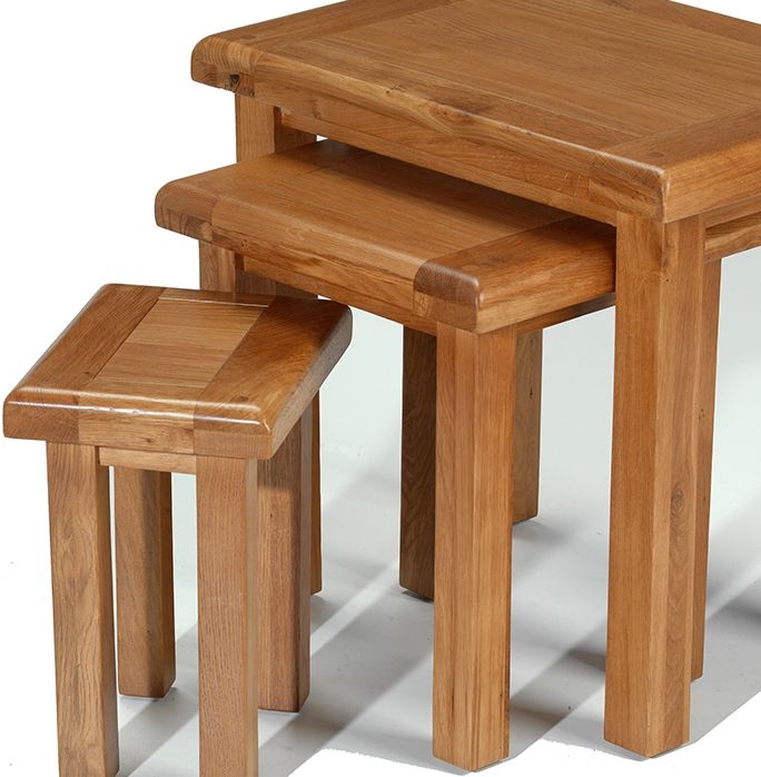 Product photograph of Arles Oak Nest Of Tables Set Of 3 from Choice Furniture Superstore.