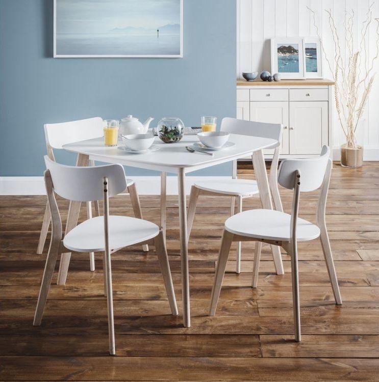 Product photograph of Casa White And Oak Square Dining Table Set With 4 Chairs from Choice Furniture Superstore.