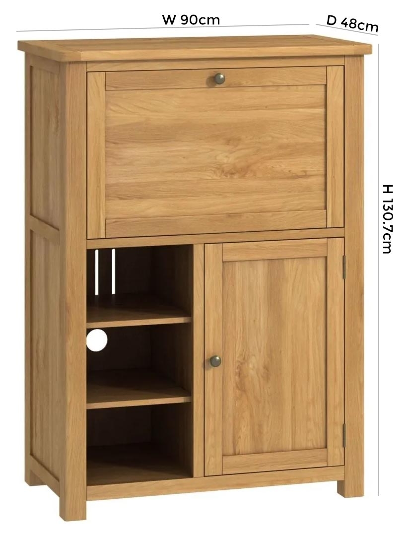 Product photograph of Portland Oak Low Bureau from Choice Furniture Superstore.