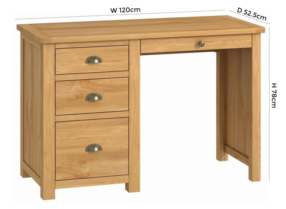 Product photograph of Portland Oak Single Pedestal Desk from Choice Furniture Superstore.