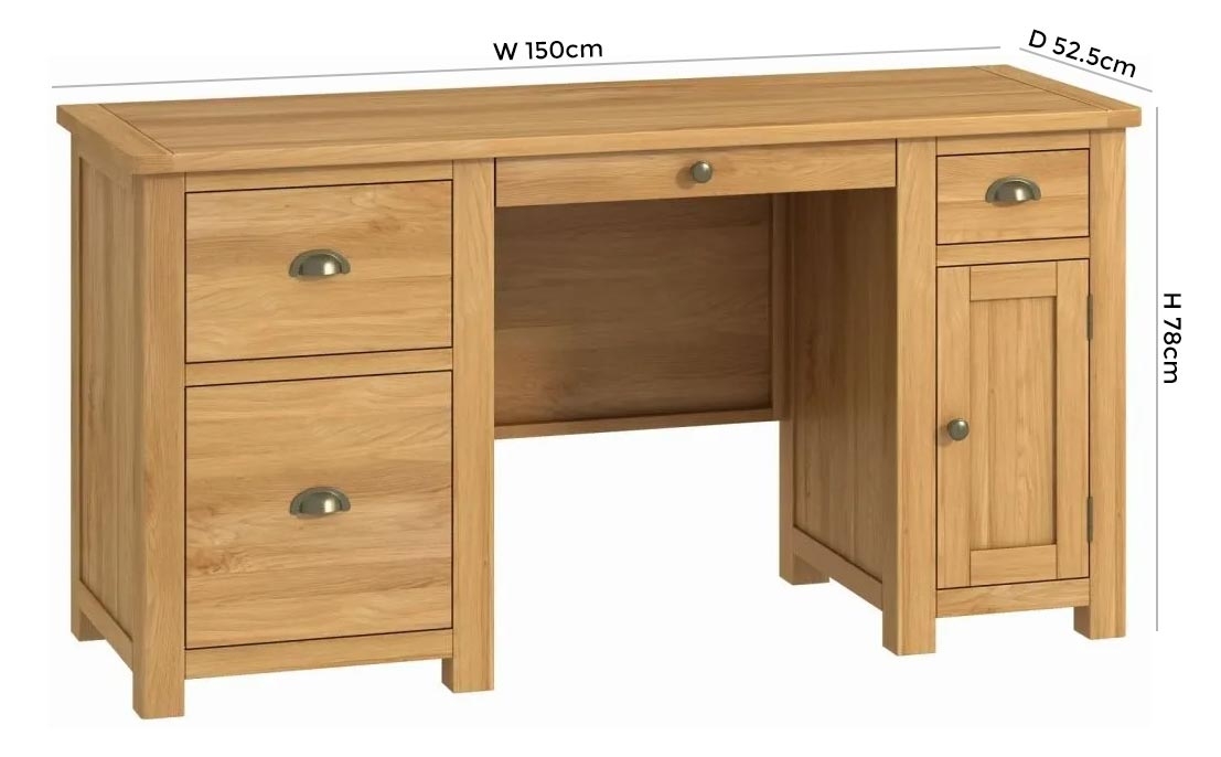 Product photograph of Portland Oak Double Pedestal Desk from Choice Furniture Superstore.