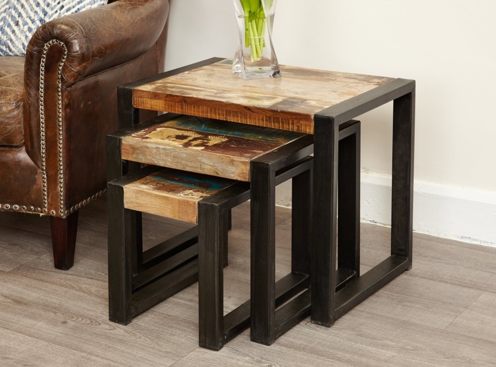 Product photograph of Urban Chic Reclaimed Nest Of Tables from Choice Furniture Superstore.