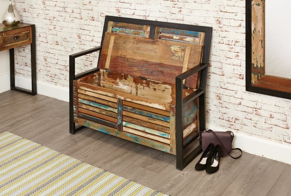 Product photograph of Urban Chic Reclaimed Storage Monks Bench from Choice Furniture Superstore.