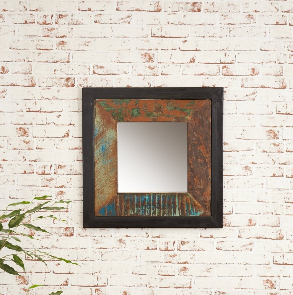 Product photograph of Urban Chic Reclaimed Square Mirror - 60cm X 60cm from Choice Furniture Superstore.