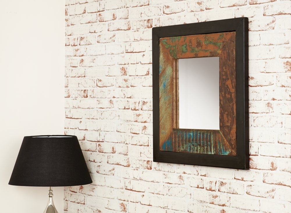 Product photograph of Urban Chic Reclaimed Square Mirror - 60cm X 60cm from Choice Furniture Superstore.