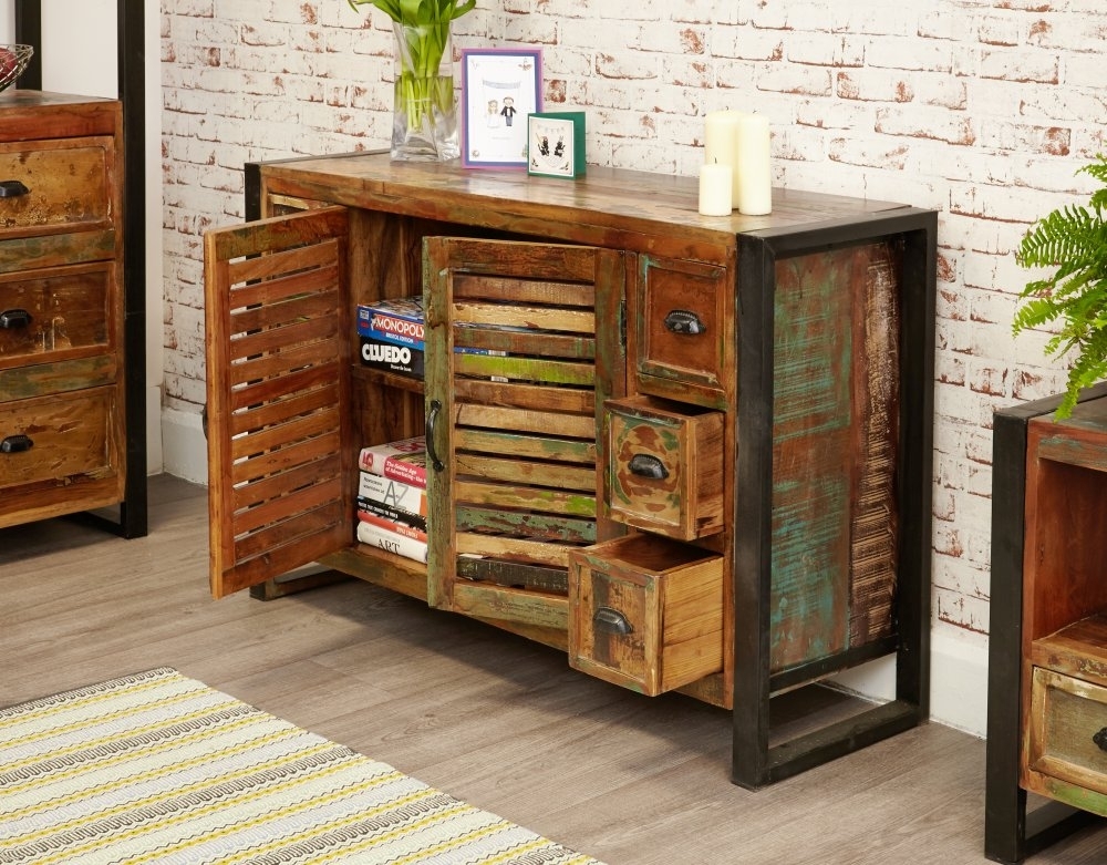 Product photograph of Urban Chic Reclaimed 2 Door 6 Drawer Sideboard from Choice Furniture Superstore.