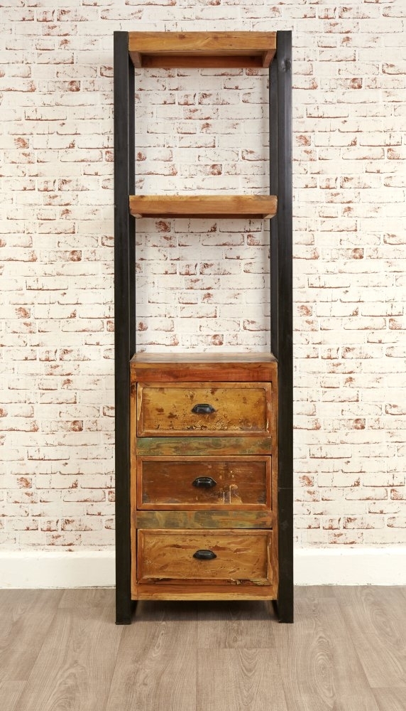Product photograph of Urban Chic Reclaimed Alcove 3 Drawer Bookcase from Choice Furniture Superstore.