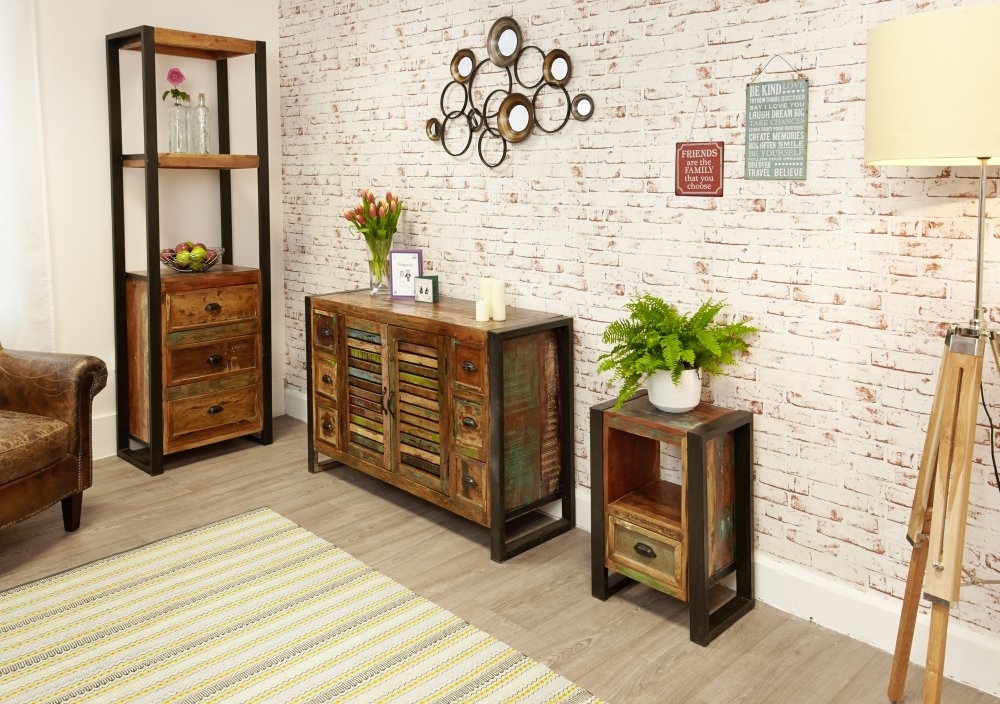 Product photograph of Urban Chic Reclaimed Alcove 3 Drawer Bookcase from Choice Furniture Superstore.