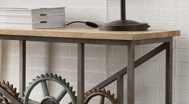 Product photograph of Evoke Brown Solid Hardwood Industrial Console Table from Choice Furniture Superstore.