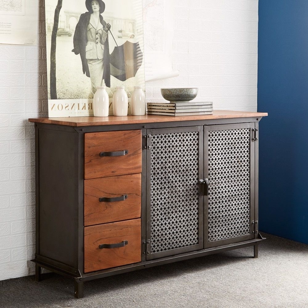 Product photograph of Evoke Brown 2 Door 3 Drawer Jali Medium Sideboard from Choice Furniture Superstore.