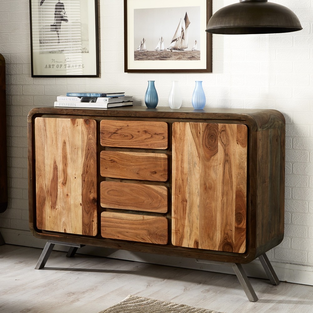 Product photograph of Aspen Brown 2 Door 4 Drawer Sideboard from Choice Furniture Superstore.