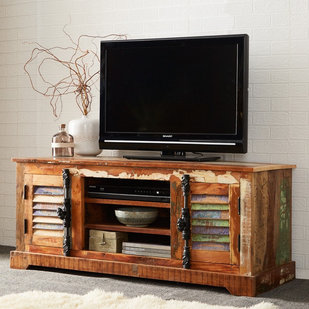 Product photograph of Coastal Brown Reclaimed Wood Media Unit Upto 59inch from Choice Furniture Superstore.